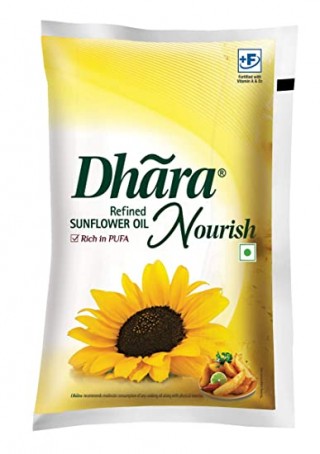 Dhara Health Refined Sunflower Oil Pouch(1L)