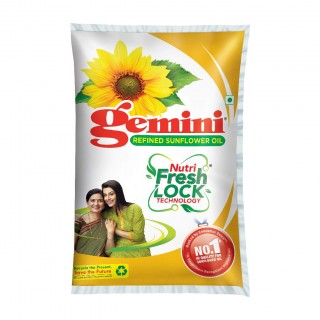 Gemini Refined Sunflower oil Nutri V Pouch(1L)
