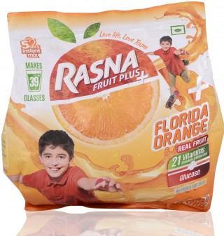 Rasna Fruit Plus Florida Orange Drink Mix Pouch(750g)