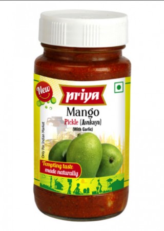 Priya Mango Avakaya Pickle With Garlic Glass Bottle (300g)