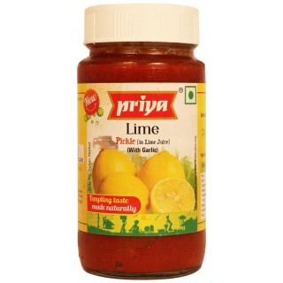 Priya Lime Pickle With Garlic Glass Bottle (300g)