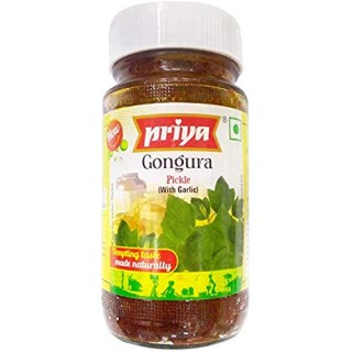 Priya Gongura Pickle With Garlic Glass Bottle (300g)