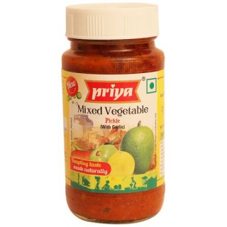 Priya Mixed Veg Pickle With Garlic Glass Bottle (300g)